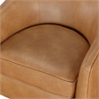 Pemberly Row Saddle Brown Faux Leather Wood Base Barrel Swivel Chair