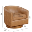 Pemberly Row Saddle Brown Faux Leather Wood Base Barrel Swivel Chair