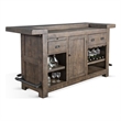 Pemberly Row Wood Home Bar with 4 Shelves and 3 Drawers in Tobacco Leaf