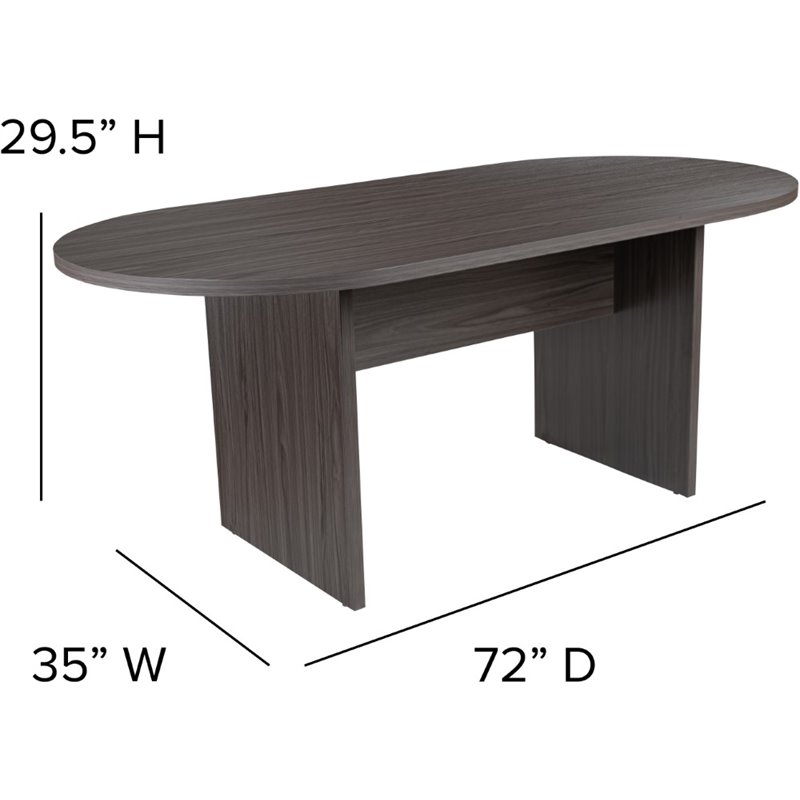Pemberly Row 5 Piece Wooden Oval Conference Table Set in Gray and Black