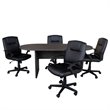Pemberly Row 5 Piece Wooden Oval Conference Table Set in Gray and Black