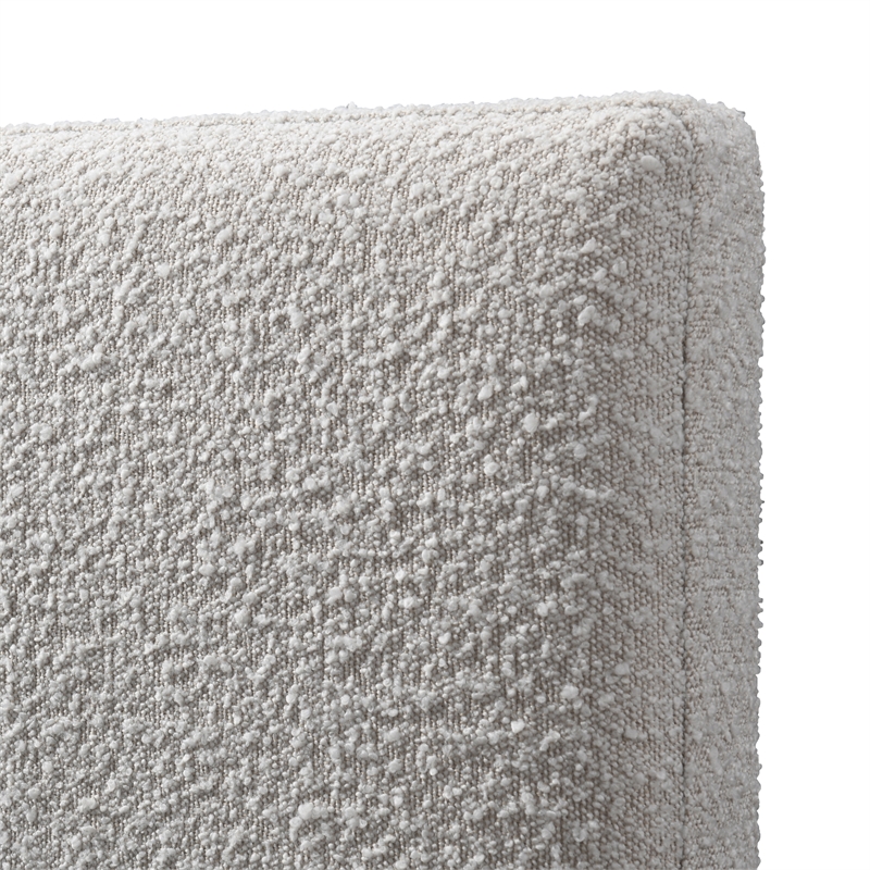 Pemberly Row Upholstered Platform King Bed in Cream Beige Boucle Fabric