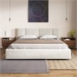 Pemberly Row Upholstered Platform King Bed in Cream Beige Boucle Fabric