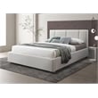 Pemberly Row Upholstered Platform Queen Bed in Cream Beige Boucle Fabric