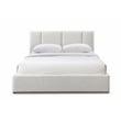 Pemberly Row Upholstered Platform Queen Bed in Cream Beige Boucle Fabric