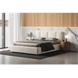 Pemberly Row Upholstered Platform Queen Bed in Cream Beige Boucle Fabric