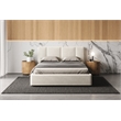 Pemberly Row Upholstered Platform Queen Bed in Cream Beige Boucle Fabric