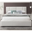 Pemberly Row Upholstered Platform Queen Bed in Cream Beige Boucle Fabric