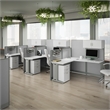 Pemberly Row 3 Person L Cubicle Desk Set in Pure White - Engineered Wood