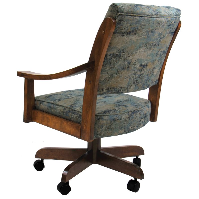 Pemberly Row Swivel Wood Dining Caster Chair Casa in Poet Sky Blue - Brown