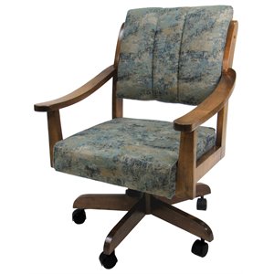 Pemberly Row Swivel Wood Dining Caster Chair Casa in Poet Sky Blue - Brown