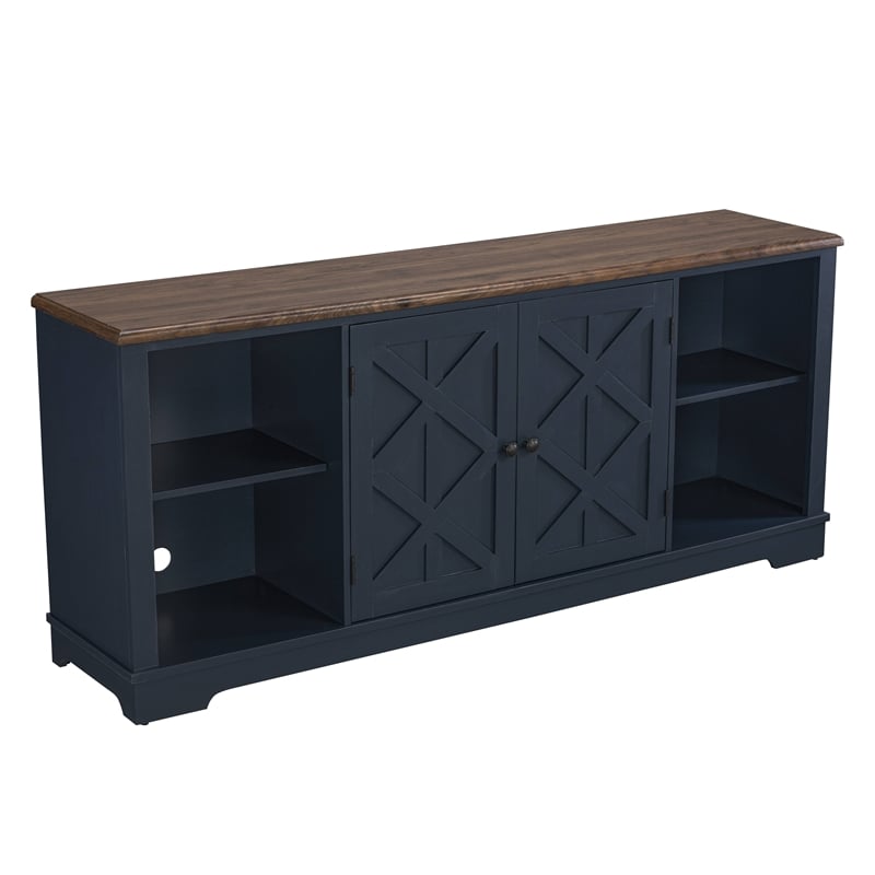Pemberly Row 70 in. TV Stand Media Console for TV up to 75 in. - Navy Blue