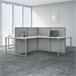 Pemberly Row 60W 4 Person L Desk with 45H Panels in White - Engineered Wood