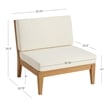 Pemberly Row Outdoor Teak Wood Armless Chair with White Cushions in Natural Oil
