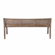 Pemberly Row Wood Bench Woven Cane Back Beige Padded Seat in Brown Stain Finish