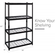 Pemberly Row Riveted Metal Wire Deck Shelving 4-Shelf Unit 18D x 36W x 60H Black