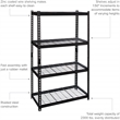 Pemberly Row Riveted Metal Wire Deck Shelving 4-Shelf Unit 18D x 36W x 60H Black