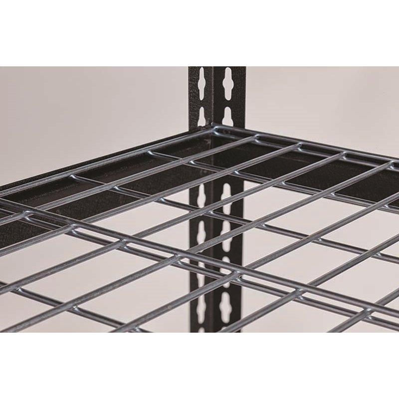 Pemberly Row Riveted Metal Wire Deck Shelving 4-Shelf Unit 18D x 36W x 60H Black