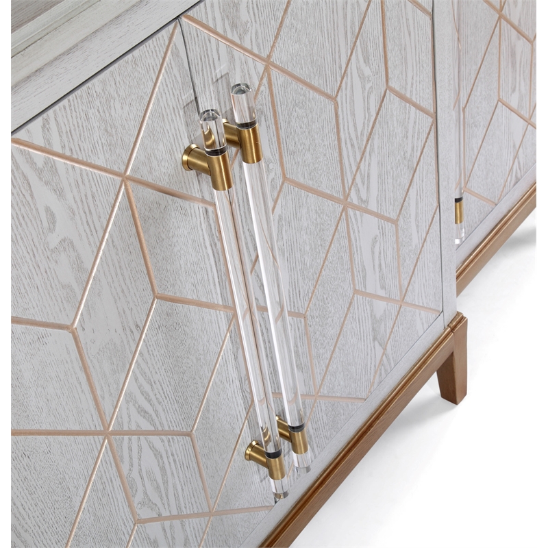 Pemberly Row Modern Wood 4-Door Server in Soft Graphite Gray