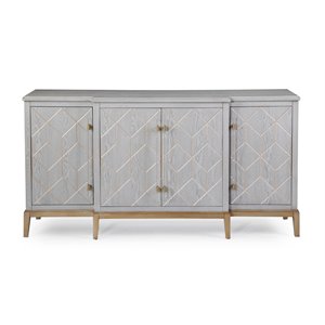 Pemberly Row Modern Wood 4-Door Server in Soft Graphite Gray