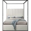 Pemberly Row Modern Solid Wood and Velvet Queen Bed in Cream