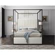 Pemberly Row Modern Solid Wood and Velvet Queen Bed in Cream