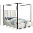 Pemberly Row Modern Solid Wood and Velvet Queen Bed in Cream