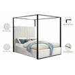 Pemberly Row Modern Solid Wood and Velvet Queen Bed in Cream