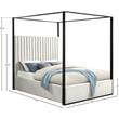 Pemberly Row Modern Solid Wood and Velvet Queen Bed in Cream