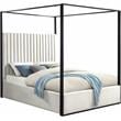 Pemberly Row Modern Solid Wood and Velvet Queen Bed in Cream