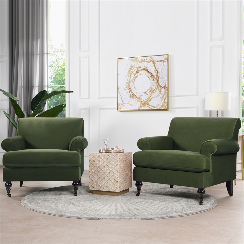 Pemberly Row Contemporary Solid Hardwood Chair in Olive Green