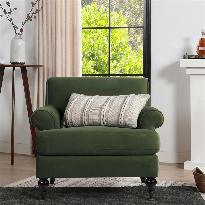 Pemberly Row Contemporary Solid Hardwood Chair in Olive Green