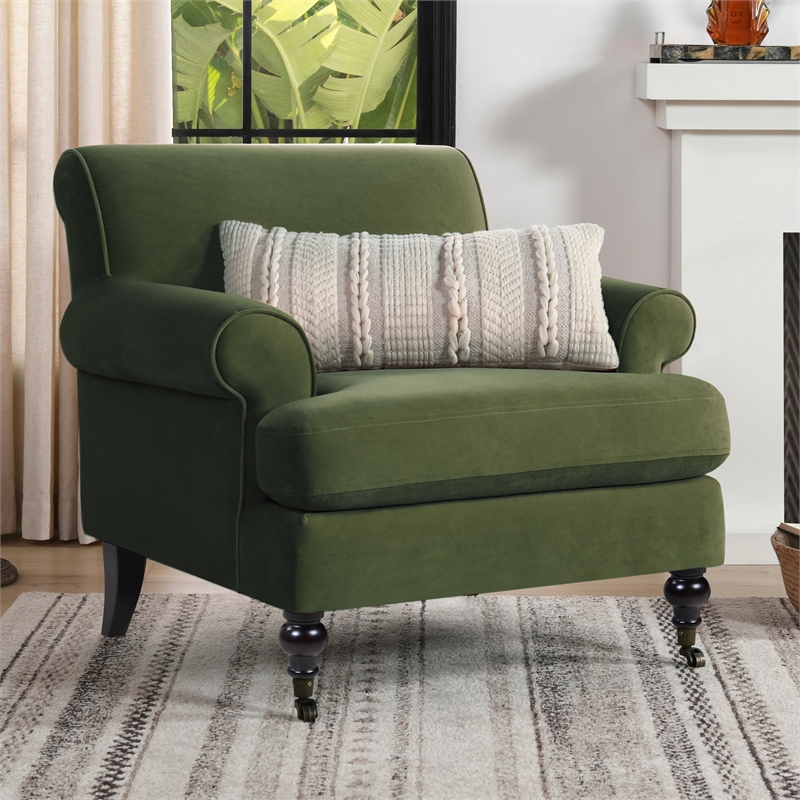 Pemberly Row Contemporary Solid Hardwood Chair in Olive Green