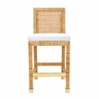 Pemberly Row Contemporary Natural Rattan Veneer Counter Stool