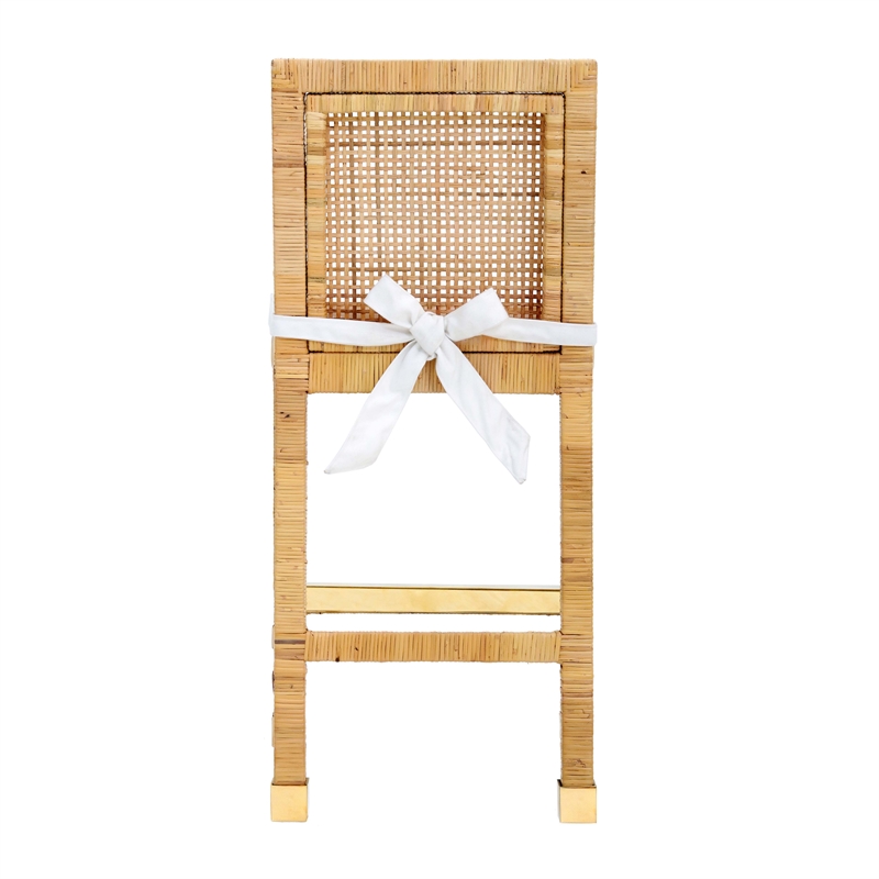Pemberly Row Contemporary Natural Rattan Veneer Counter Stool