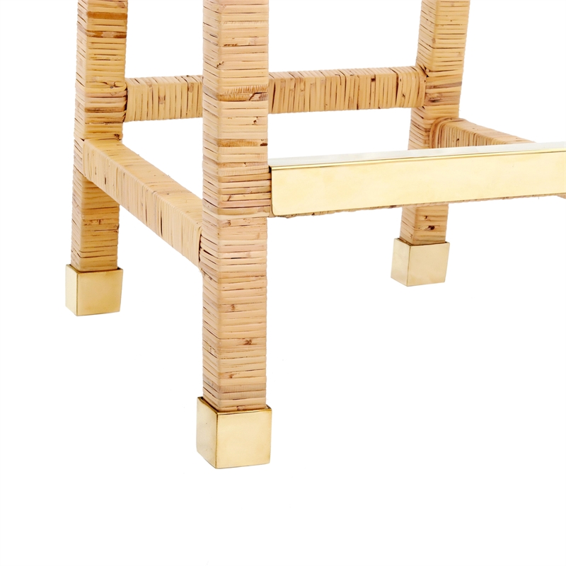 Pemberly Row Contemporary Natural Rattan Veneer Counter Stool