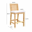 Pemberly Row Contemporary Natural Rattan Veneer Counter Stool