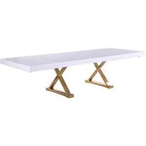 Pemberly Row White Lacquer Top Extendable 2 Leaf Dining Table