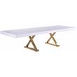 Pemberly Row White Lacquer Top Extendable 2 Leaf Dining Table