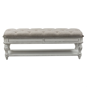 Pemberly Row Contemporary Upholstered Manor Bed Bench in White