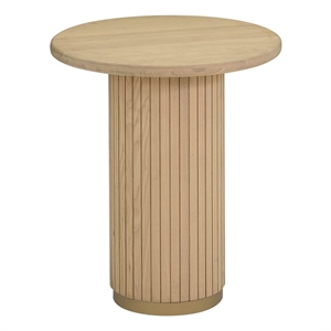 Pemberly Row Contemporary Oak Wood Round Entry Table in Natural