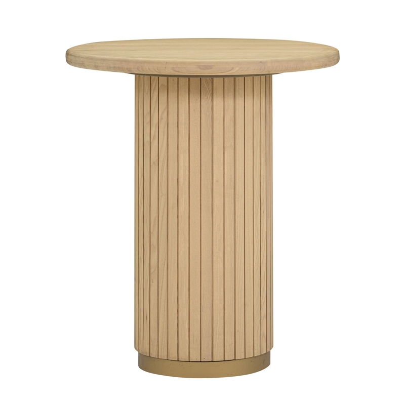 Pemberly Row Contemporary Oak Wood Round Entry Table in Natural