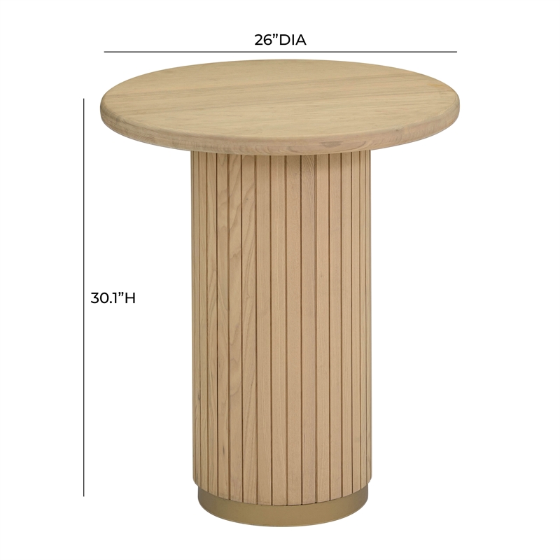 Pemberly Row Contemporary Oak Wood Round Entry Table in Natural