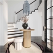 Pemberly Row Contemporary Oak Wood Round Entry Table in Natural