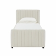 Pemberly Row Contemporary Cream Velvet Trundle Bed in Twin Size