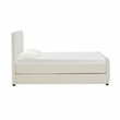 Pemberly Row Contemporary Cream Velvet Trundle Bed in Twin Size