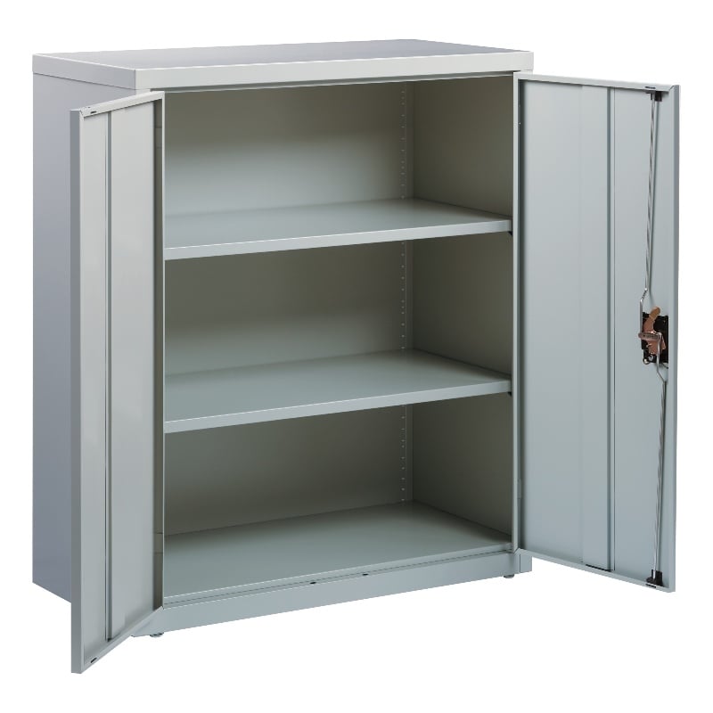 Pemberly Row 3 Shelf Welded Metal Storage Cabinet in Light Gray