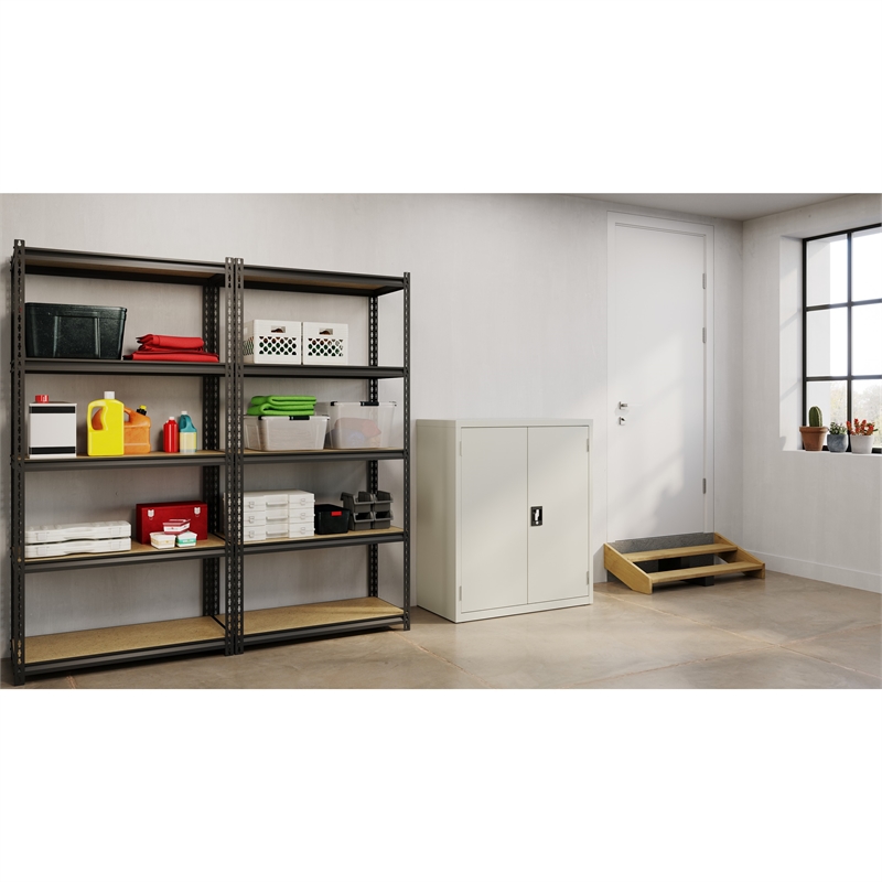 Pemberly Row 3 Shelf Welded Metal Storage Cabinet in Light Gray