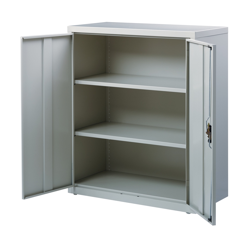 Pemberly Row 3 Shelf Welded Metal Storage Cabinet in Light Gray