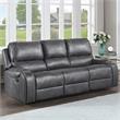 Pemberly Row Contemporary Gray Faux Leather Manual Recliner Sofa